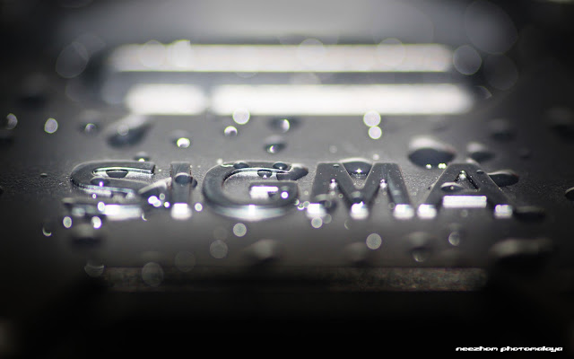 Sigma lense cap with water drops bokeh