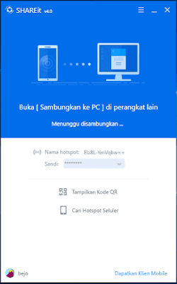 Gambar ilustrasi tampilan aplikasi SHAREit pada PC atau Laptop
