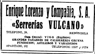 Serrerías Vulcano, 1961 El Pueblo Gallego