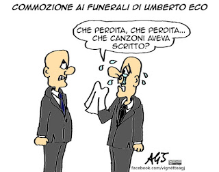 Umberto Eco, funerali, cultura, libri, vignetta satira
