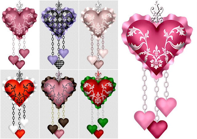 Free Printable Hearts with Hanging Hearts Clipart.