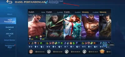 Cara Menyembunyikan History Hasil Pertandingan Mobile Legends