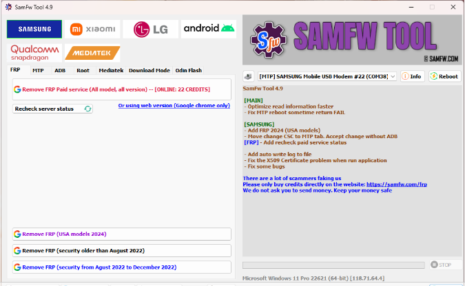 Samfw tool 4.9Latest version download | Samsung frp Remove tool free download