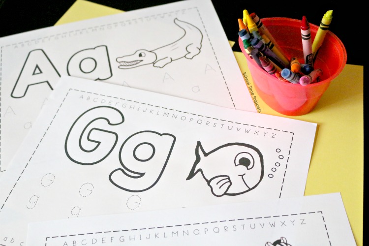 free alphabet trace color worksheets school time snippets