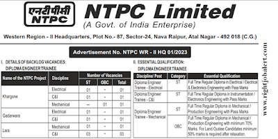 Diploma Engineering Job Opportunities in NTPC Limited