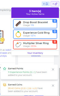 screenshot, using a common Drop Boost Bracelet, a common Experience Gold Ring, and an epic Multiplier Silver Ring