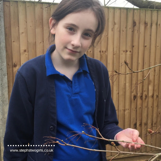 sasha holding new buds in hand