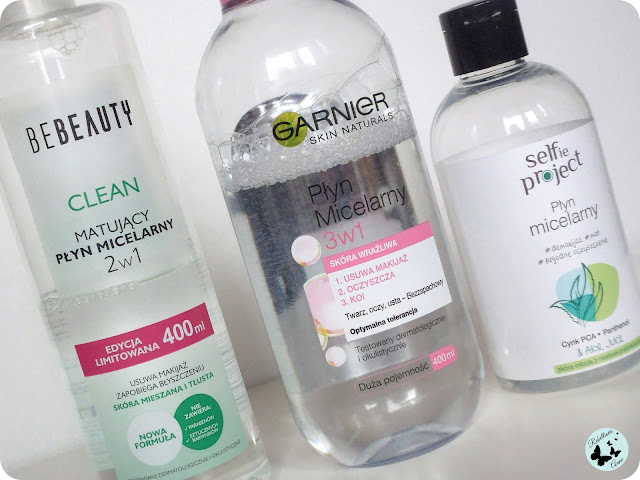 Moje porównanie płynów micelarnych - Garnier, BeBeauty i Selfie Project