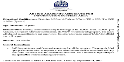 Academic Associate  CSE IT or ECE Engineering Job Opportunities in Indian Institute of Management Ahmedabad