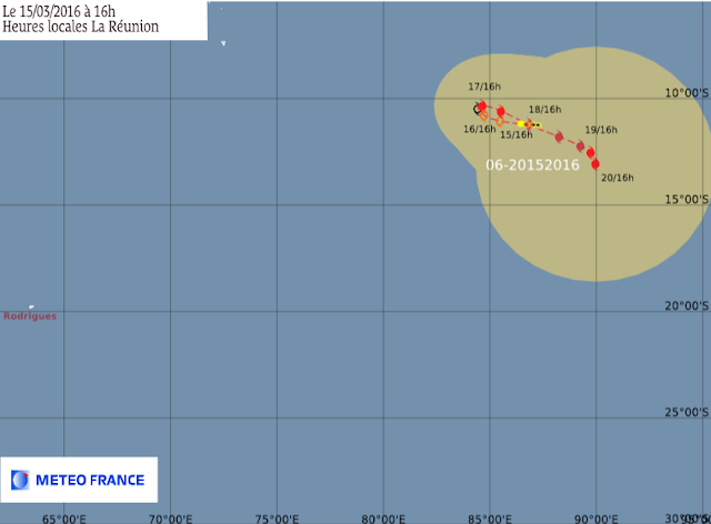 Trajectoire et intensité de la dépression tropicale 6