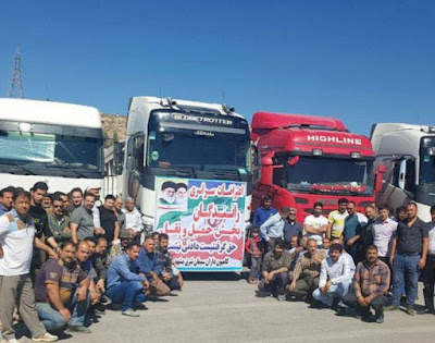 Iran Truck drivers in Khorasan province on strike over low wages and price inflation. May 23, 2018.