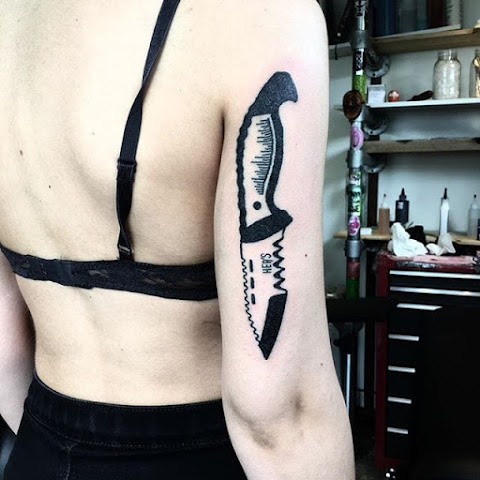 Funky Hand Poked Knife Tattoos by Grace Neutral