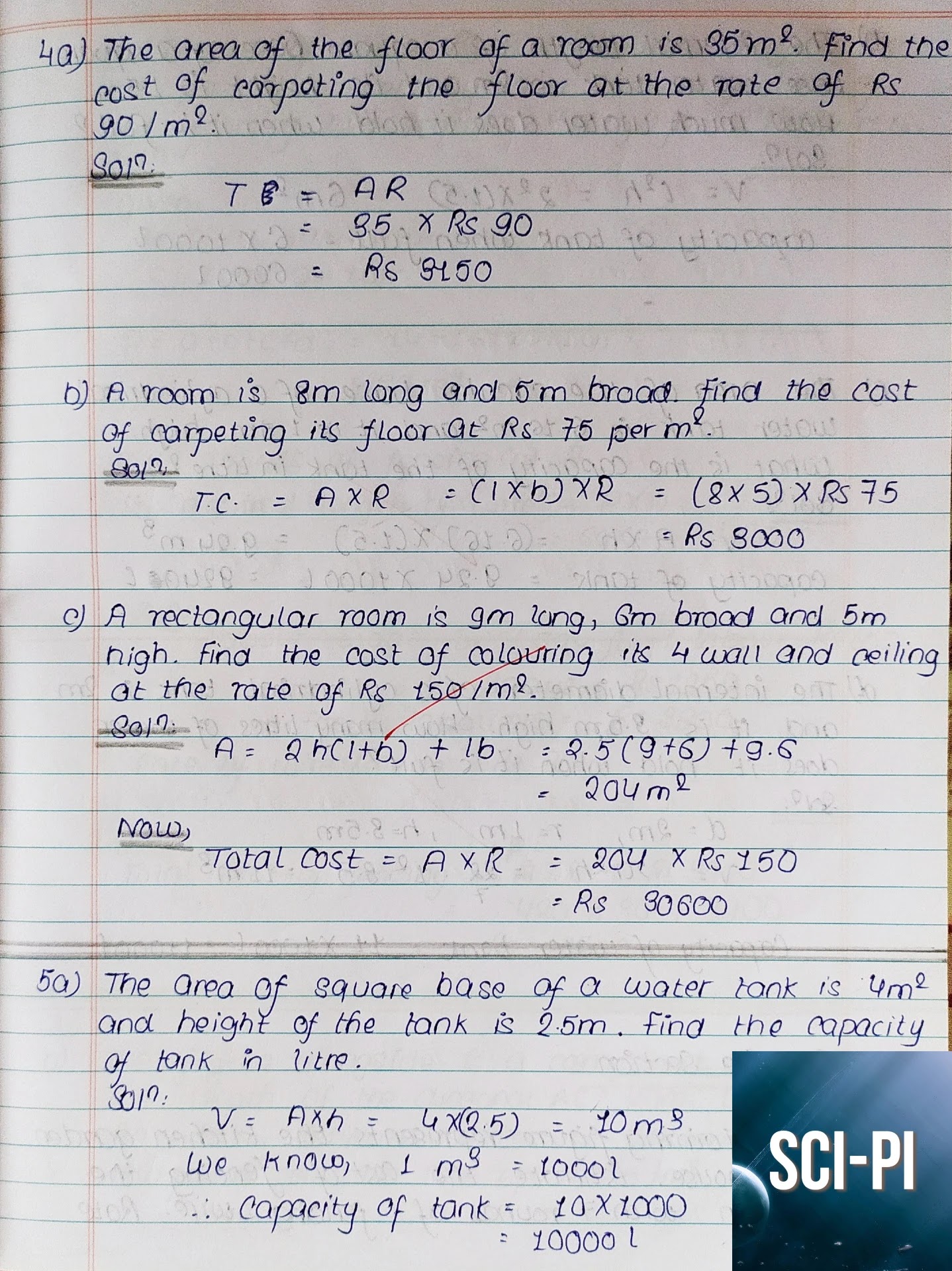 Exercise 7.4 Mensuration in Household Activities Class 10 Solutions from vedanta Excel in Mathematics