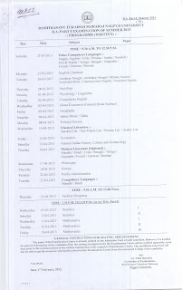 Nagpur University BA part-1 Time table 2013 Summer
