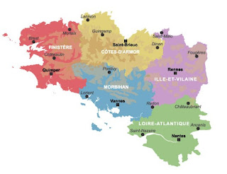 Carte de Bretagne Département Région