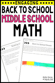 middle school math back to school activities pin