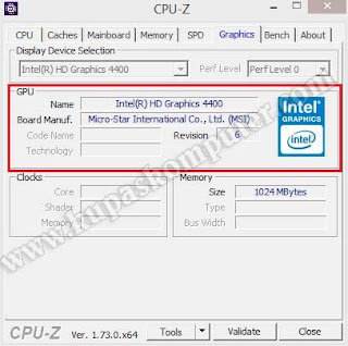 Melihat tipe VGA menggunakan CPU-Z.jpg