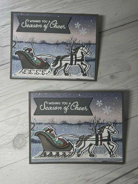 Holiday greeting card idea using Stampin' Up! Horse & Sleigh Stamp Set and Dies