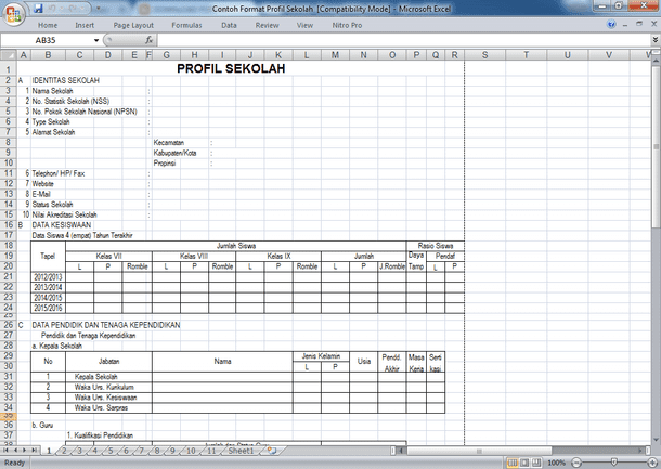 Contoh Profil Sekolah Format Excel - Berkas Edukasi