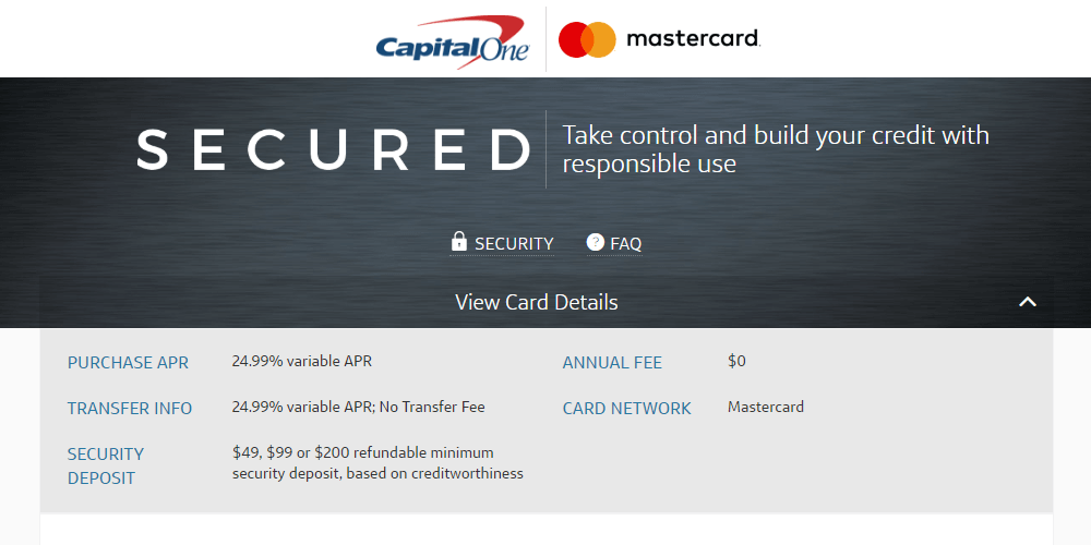capital one secured mastercard