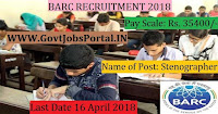 Bhabha Atomic Research Centre Recruitment 2018– Stenographer & Junior Purchase Assistant