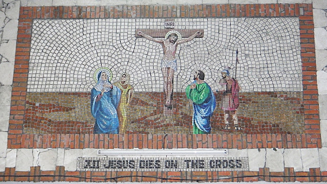 tile mosaic mural, station of the cross, Tigbauan Church