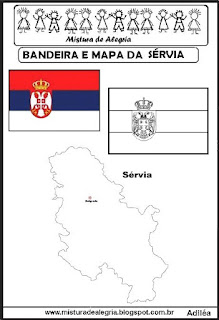 Bandeira e mapa da Sérvia