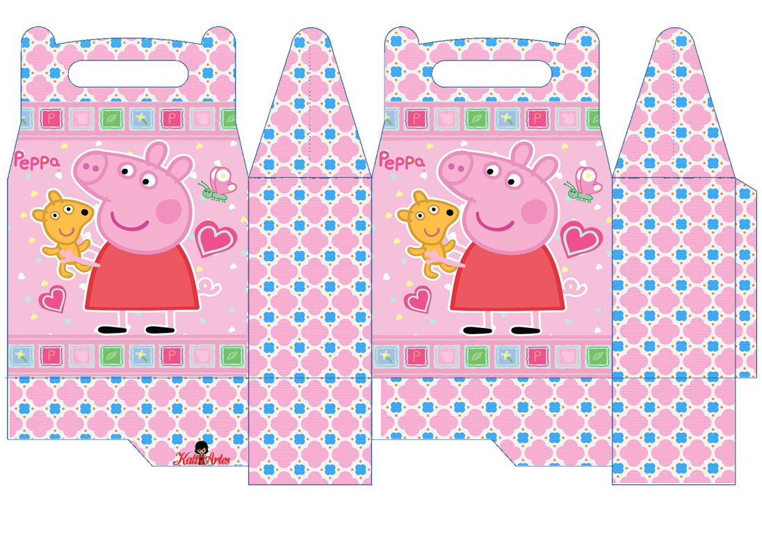 Peppa Pig con Perrito: Caja para Lunch, para Imprimir Gratis.