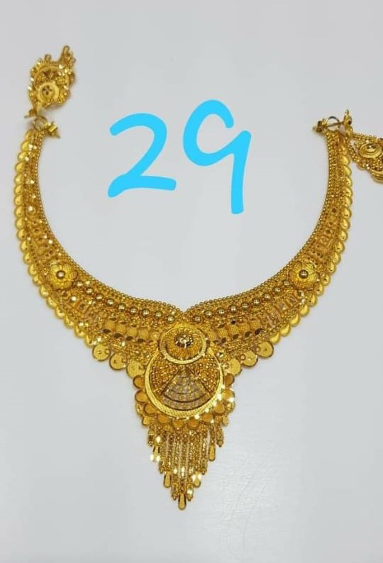 latest 22kt light weight gold necklace designs with weight , necklace for bridal wedding