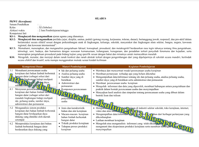 Perangkat Prakarya Kelas 11 K13 Revisi 2017 RPP Silabus ...