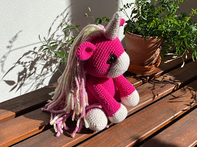 Enhjørning, unicorn, crochet, hæklet, etsy opskrift, pattern, pink