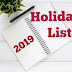 2019 - GOVERNMENT OFFICIAL HOLIDAYS LIST