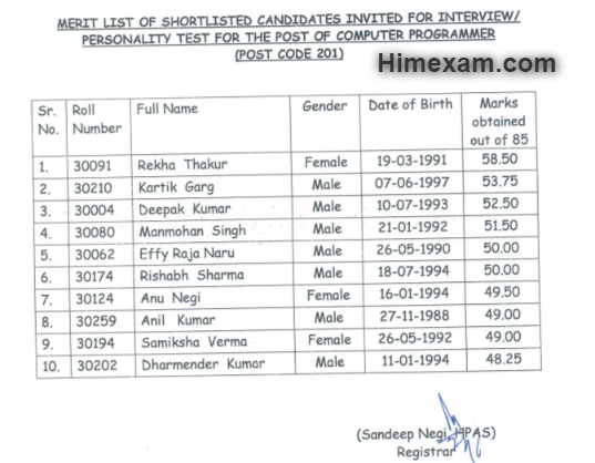 Notice regarding interview/personality test on 5-7-2022 for the post of Computer Programmer (Post Code 201):- YSP University Nauni