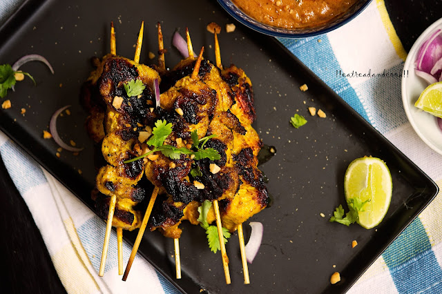 how to make Chciken Satay with Spicy Peanut Sauce recipe and preparation with step by step pictures