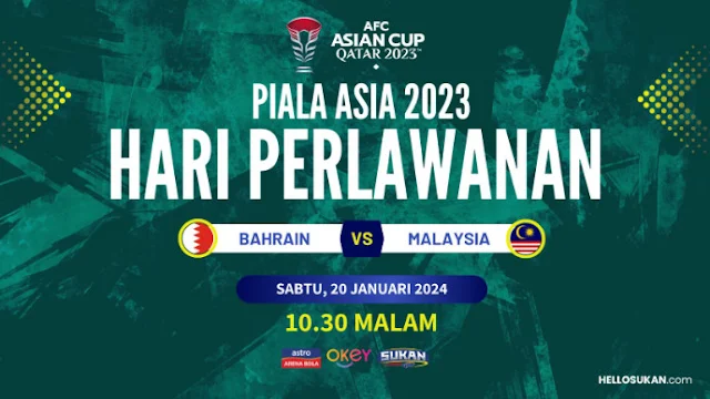 Jadual Siaran Langsung Bahrain vs Malaysia AFC Asian Cup 2023