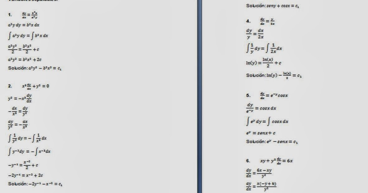 El Blog De Jair Beltran Ecuaciones Diferenciales Variables Separables Cambio De Variable Ecuaciones Diferenciales Exactas