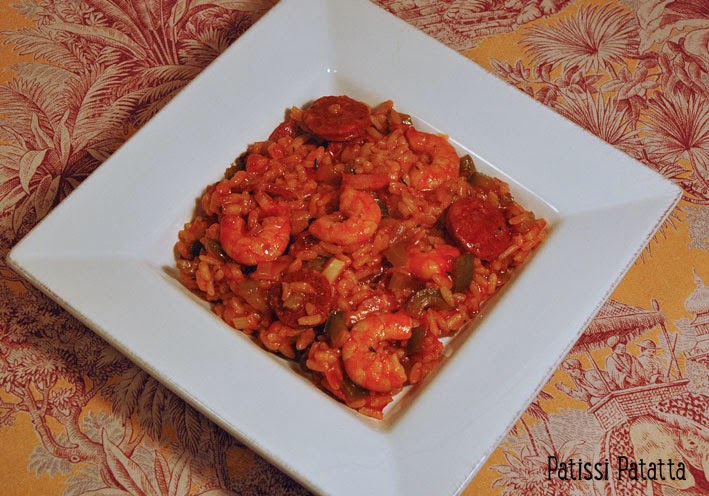 recette de jambalaya, riz cuisiné, jambalaya créole, crevettes et chorizo,