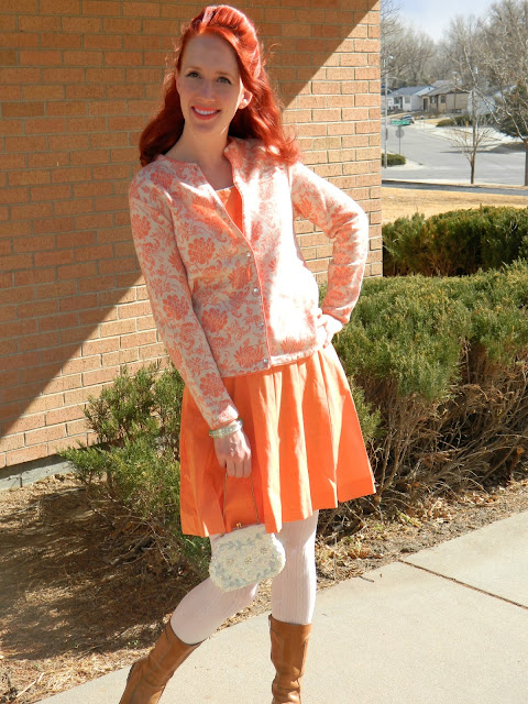 1950s 1960s Jantzen sweater sundress lucite bangle Just Peachy, Darling