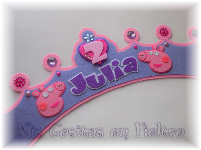 corona de cumpleaños, niños, corona de fieltro, fiesta, felt crown, coroa, feltro, aniversario, Peppa, Peppa Pig