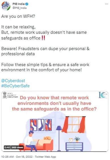 Ministry of Home Affairs Shared Work From Home Security Tips