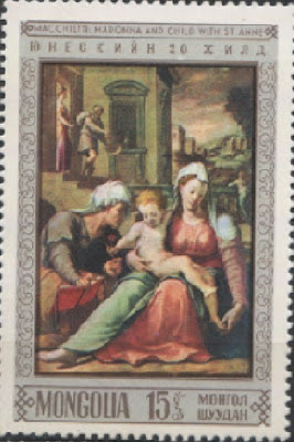 Macchietti: Madonna and child wiht st.anne монгольская марка