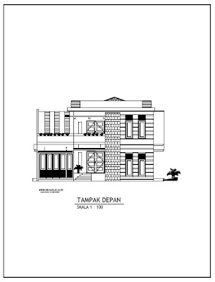 Contoh Gambar Kerja Rumah Minimalist 2 Lantai Tampak Depan