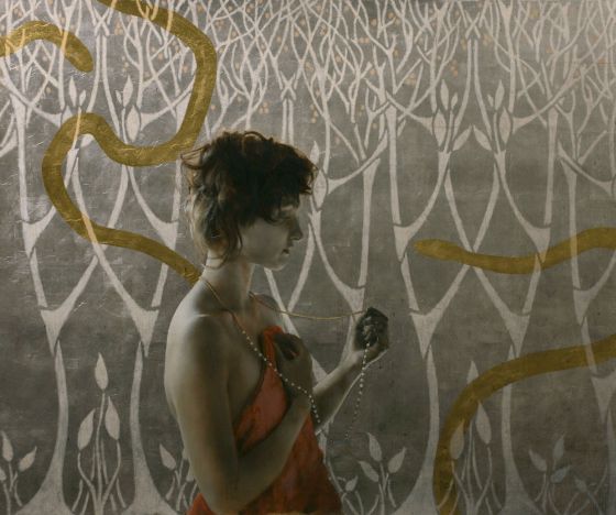 Brad Kunkle mulheres hiper realistas pinturas a oleo prata e ouro