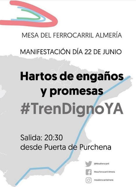 Cartel manifestación por el tren digno en Almería