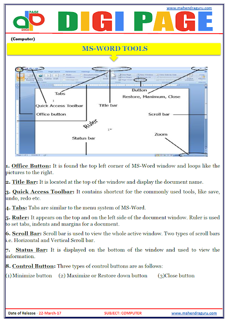  DP | MS-WORD TOOLS | 22 - MAR - 17 | IMPORTANT FOR SBI PO