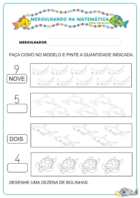 Caderno de Atividades Matemática Projeto no Fundo do Mar grátis para imprimir