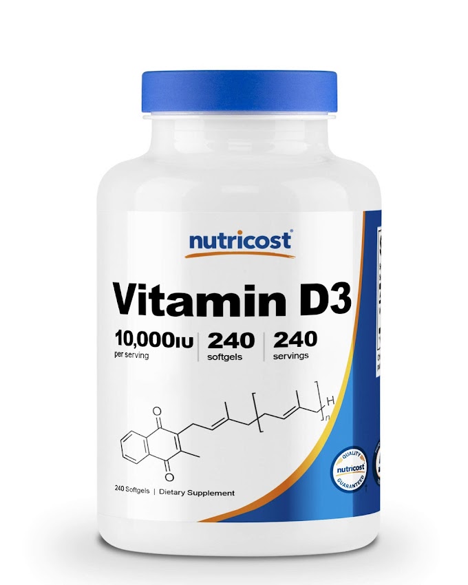 Nutricost Vitamin D3 10,000 IU - 240 Softgel Capsules: Powerful, Non-GMO, and Gluten-Free Vitamin D Supplement