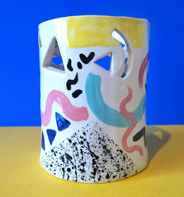 Baked By Lou Ceramic Painted Vase Pot 