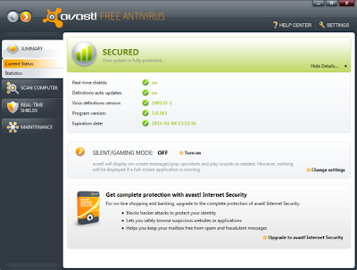 Avast Free Antivirus 2012 Screenshot