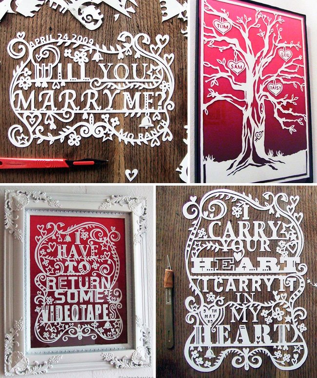 The work can be customized with a quote portraits of the couple 